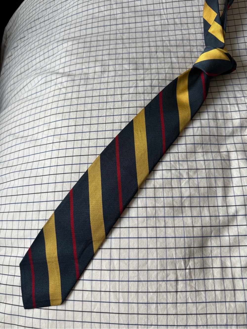Ralph Lauren Navy Tie with Gold and Red Stripes